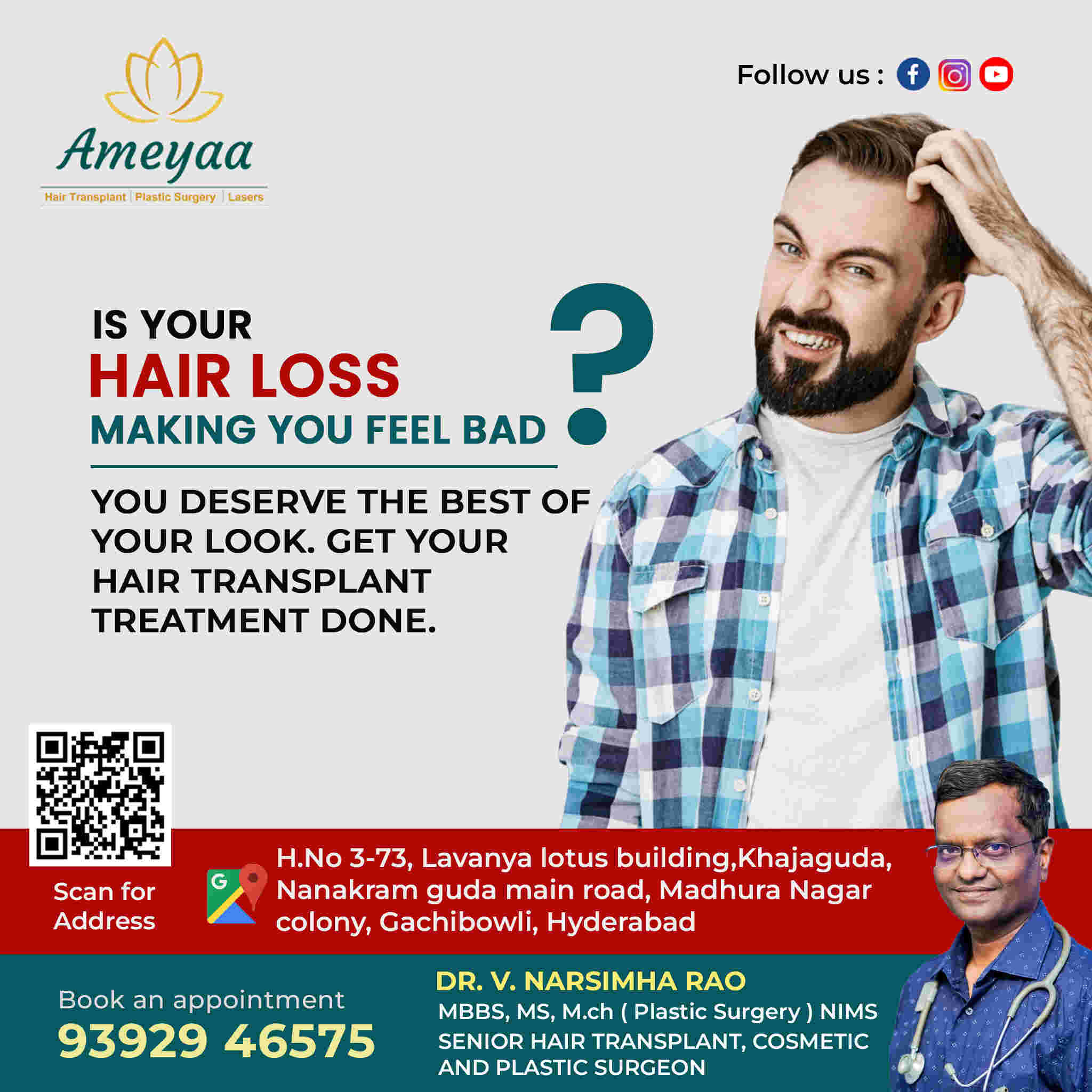 Fue hair transplant in gachibowli | hyderabad – Ameyaa clinic