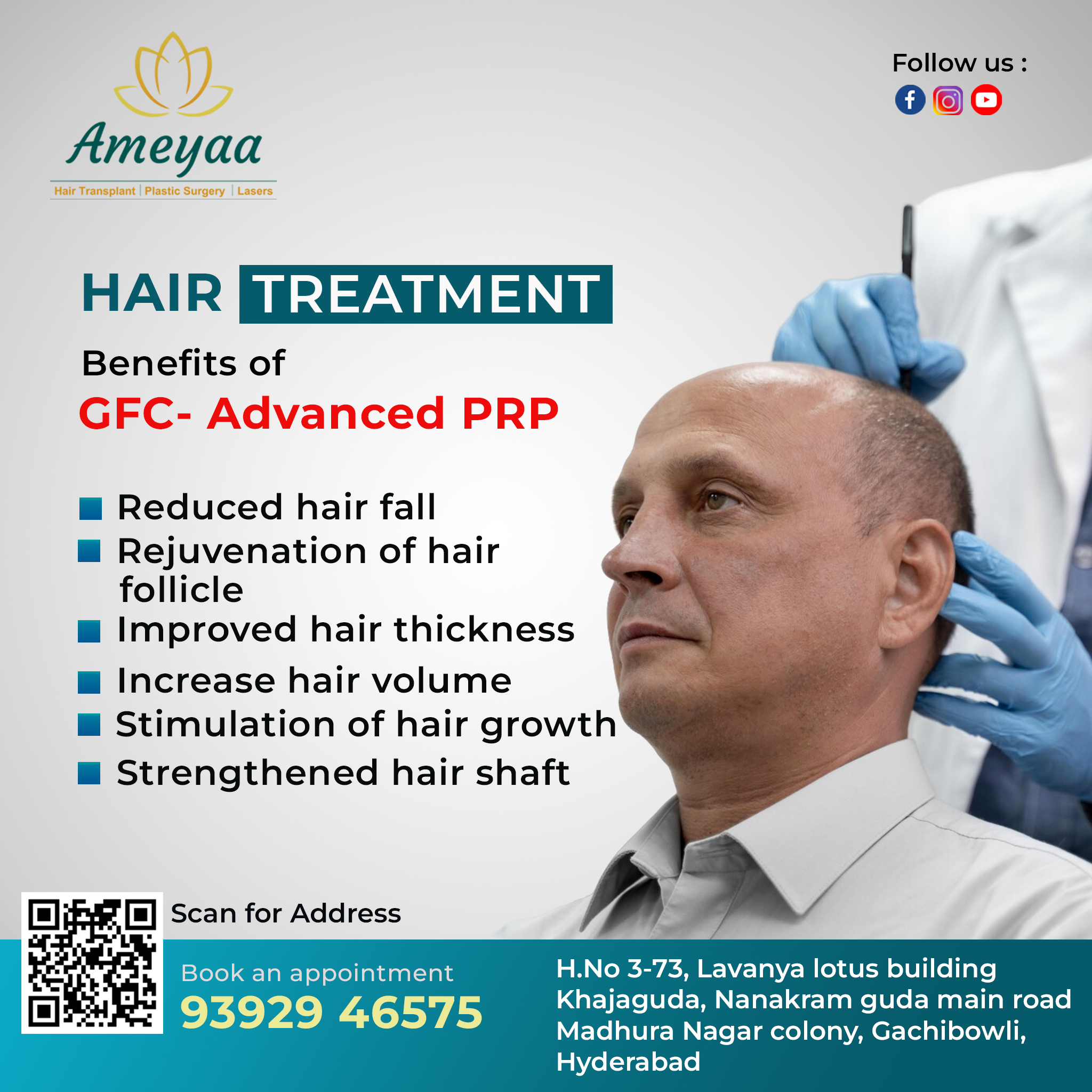 Hair transplant | plastic surgery | Gachibowli | Hyderabad – Ameyaa centre