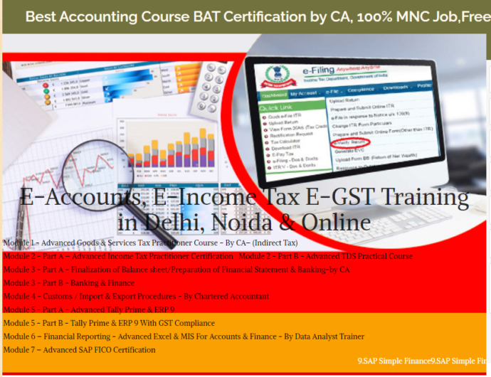 Advanced Accounting Course in Delhi, 110010 with Free SAP Finance FICO by SLA Consultants Institute in Delhi, NCR, Finance Analytics Certification [100% Job, Learn New Skill of ’24] Summer 2024 Offer, get Google GST Portal Professional Training,