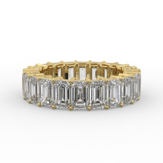 Buy Prong-Set Emerald-Cut Diamond Band – Timeless Elegance in 14K Yellow Gold!