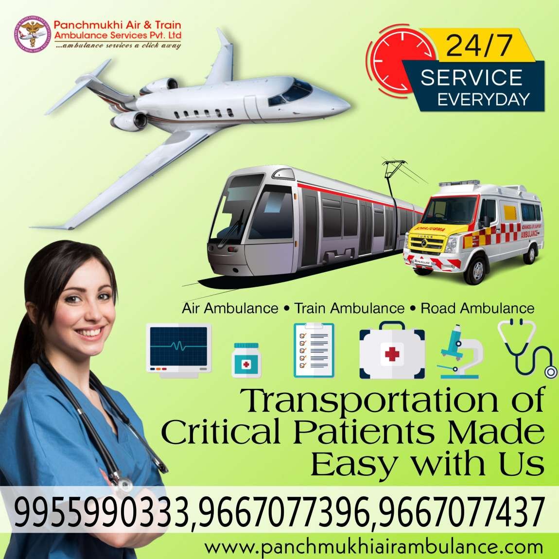 Pick Reliable ICU Care Air Ambulance Patna by Panchmukhi
