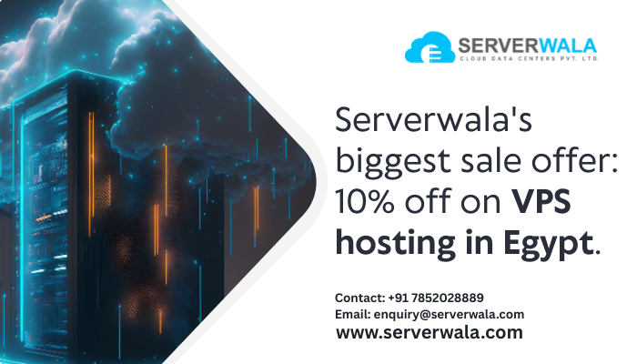 Serverwala’s biggest sale offer: 10% off on VPS hosting in Egypt.