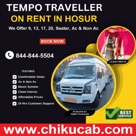 Book Luxury Tempo Traveller Rental In Hosur With ChikuCab