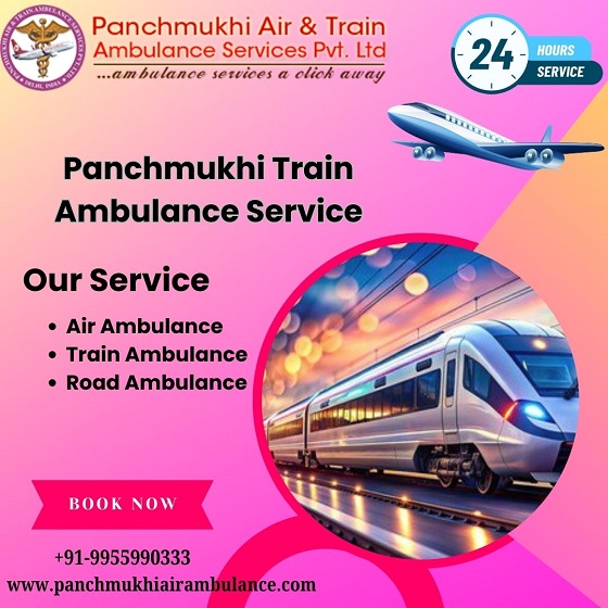 Panchmukhi Air and Train Ambulance Service in Patiala with Hi-tech Ventilator Setup
