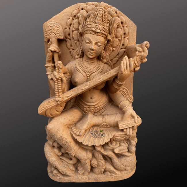 Authentic Stone Saraswati Murti for Spiritual Spaces