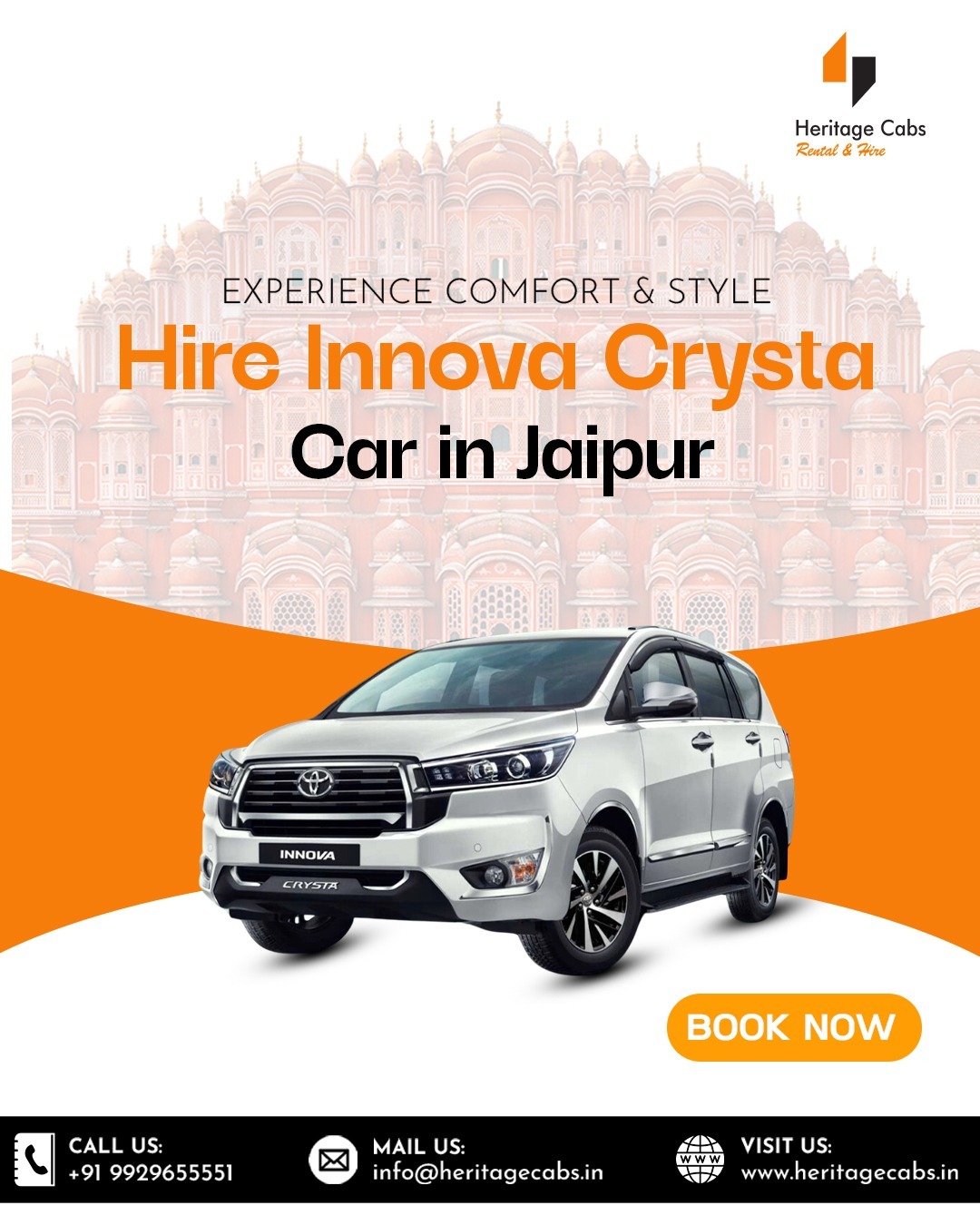 Innova Crysta Car Hire Jaipur | Premium & Affordable Car Rental