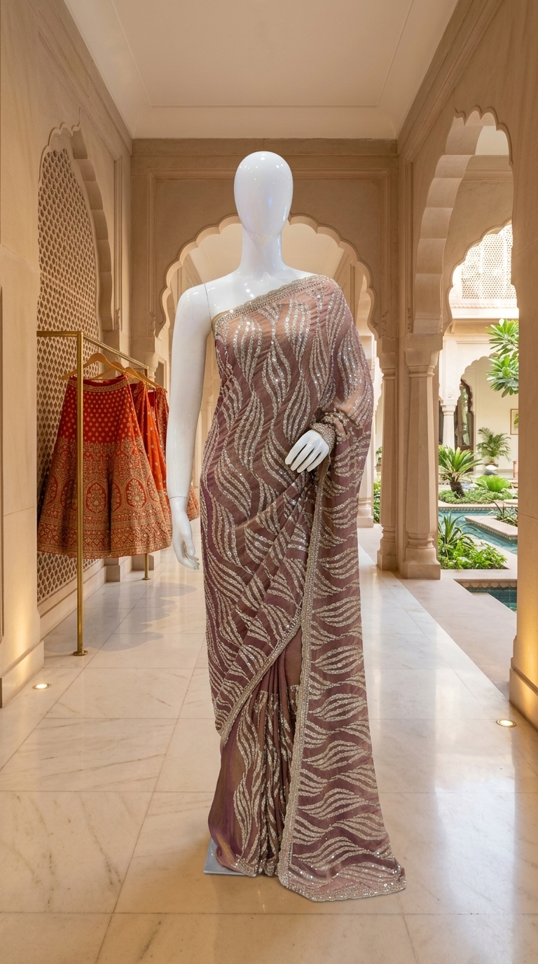 Mouve Color Crush Tissue Saree