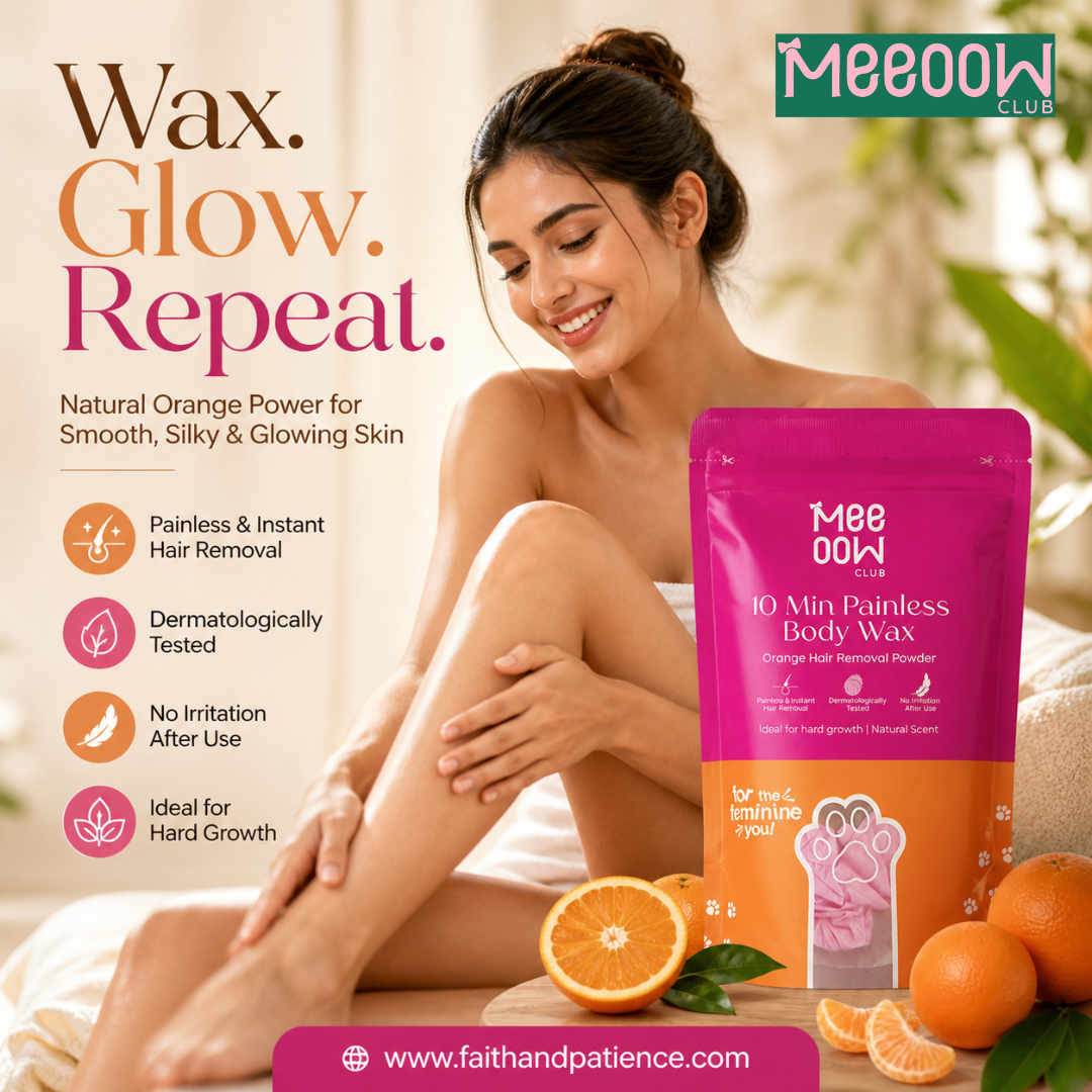 10 Min Painless Body Wax | Orange Hair Removal Powder for Smooth & Glowing Skin