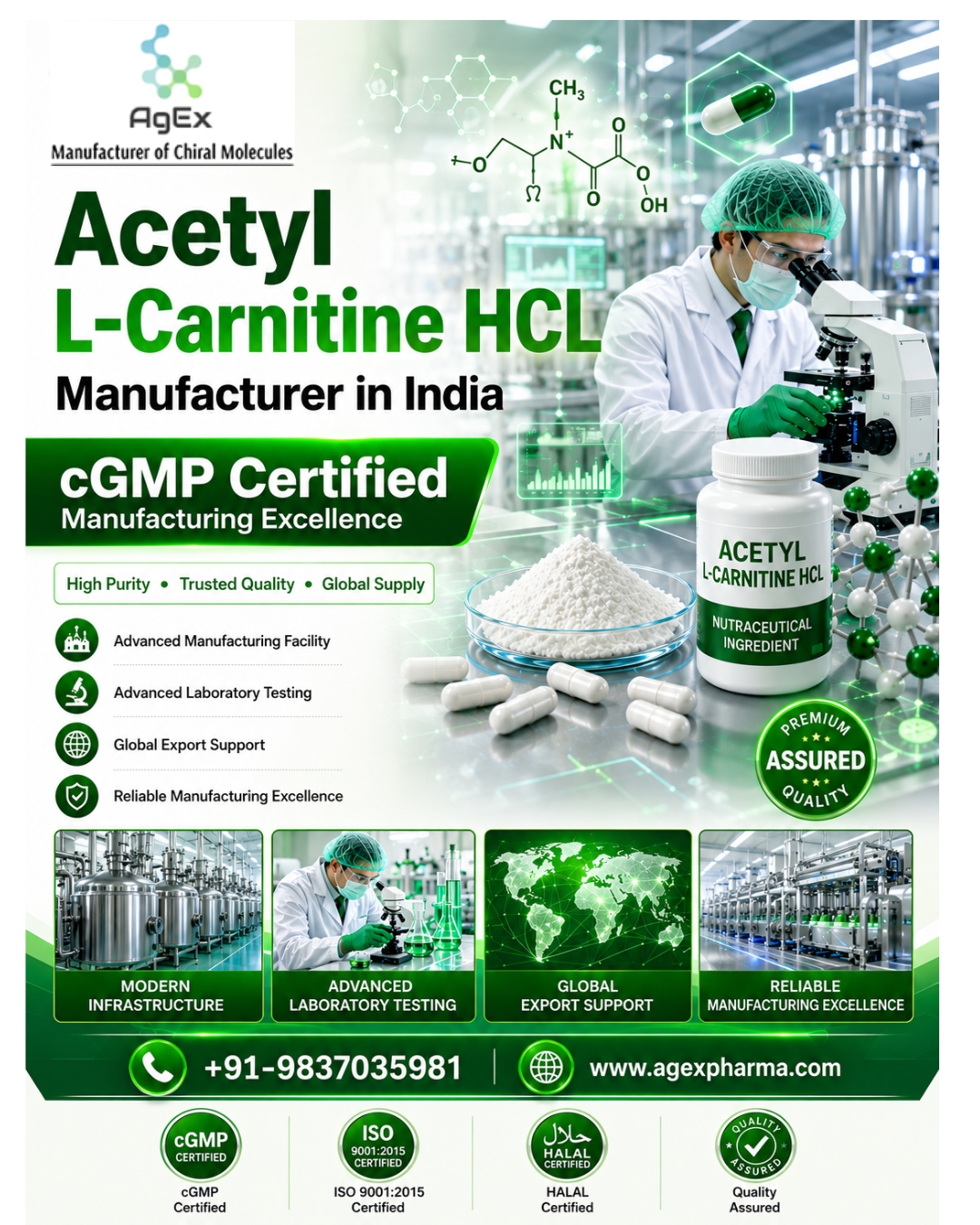 Acetyl L-Carnitine HCL Manufacturer in India | cGMP Certified