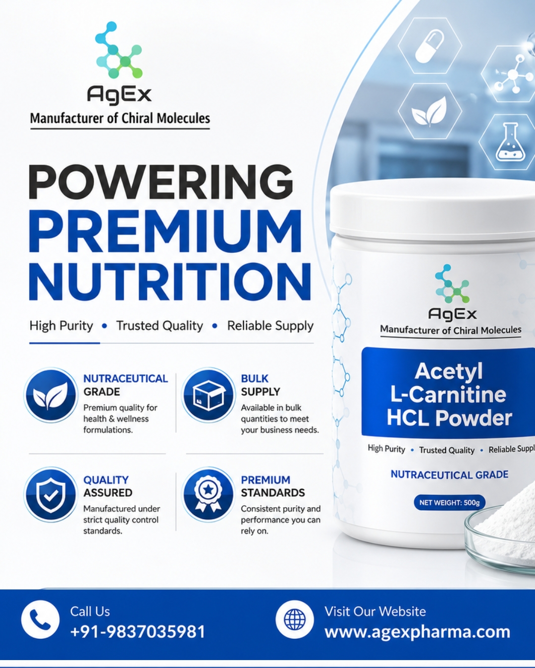 Acetyl L-Carnitine HCL Powder – Premium Nutraceutical Grade