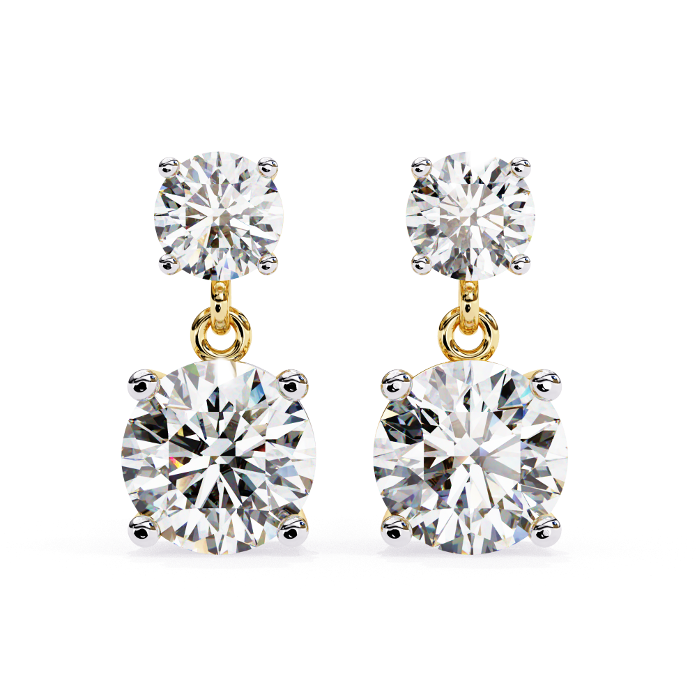 Twin Drops – 14K YG 3.73 ct Lab Grown Diamond Earrings