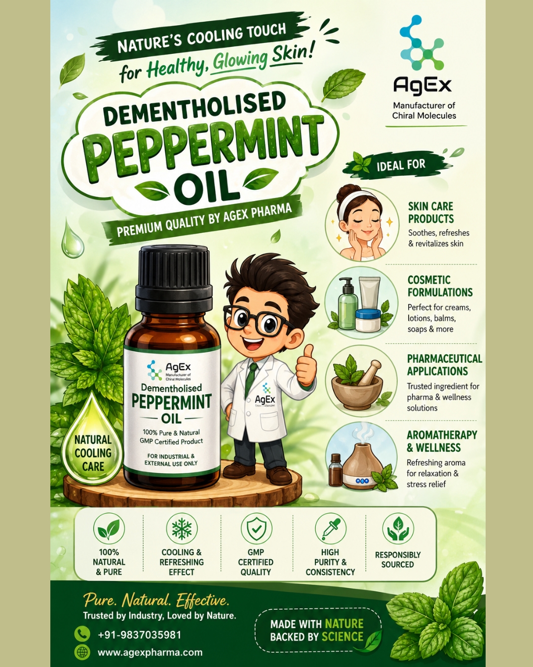Premium Dementholised Peppermint Oil for Herbal Skin Care