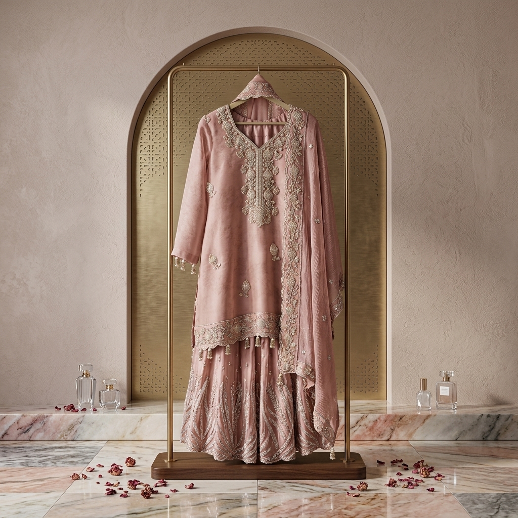 Buy Blush Pink Readymade Suit Set