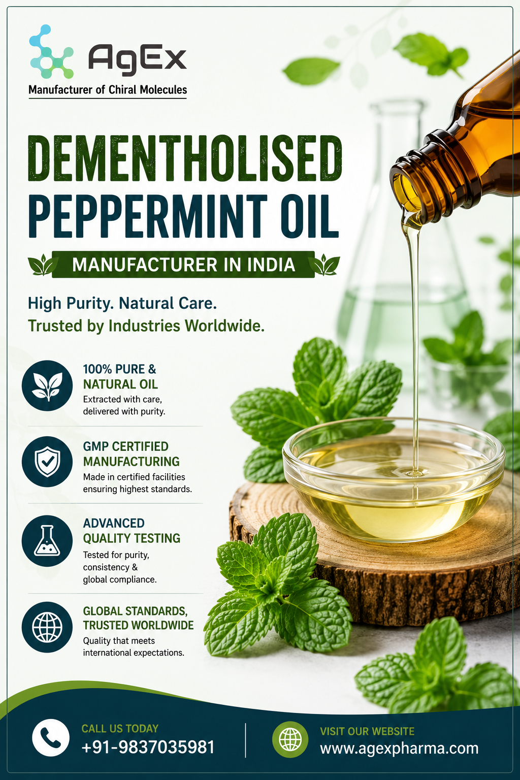 Premium Quality & Purity | Dementholised Peppermint oil manufacturer in India