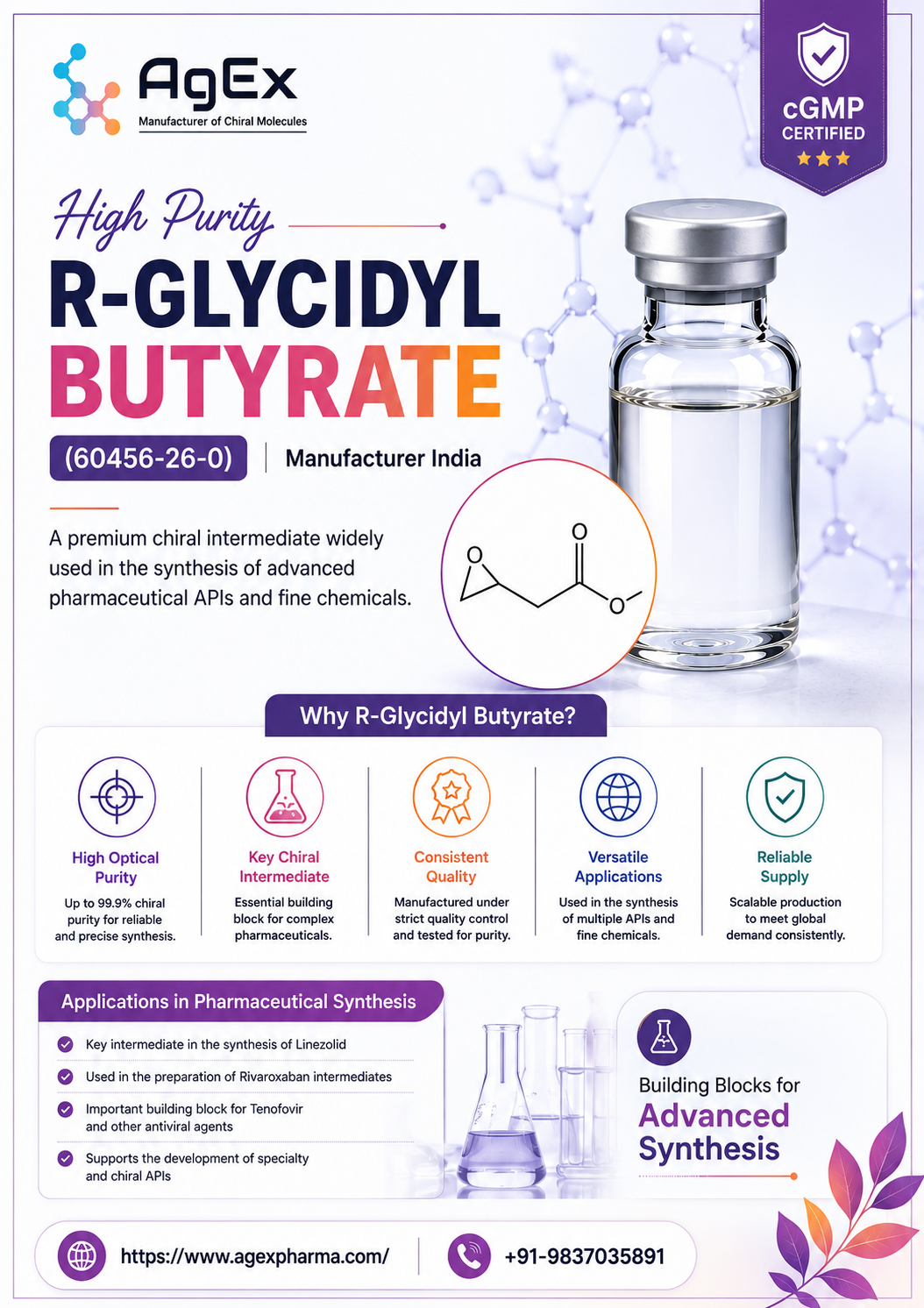 Trusted Source for R Glycidyl Butyrate (60456-26-0) manufacturer India