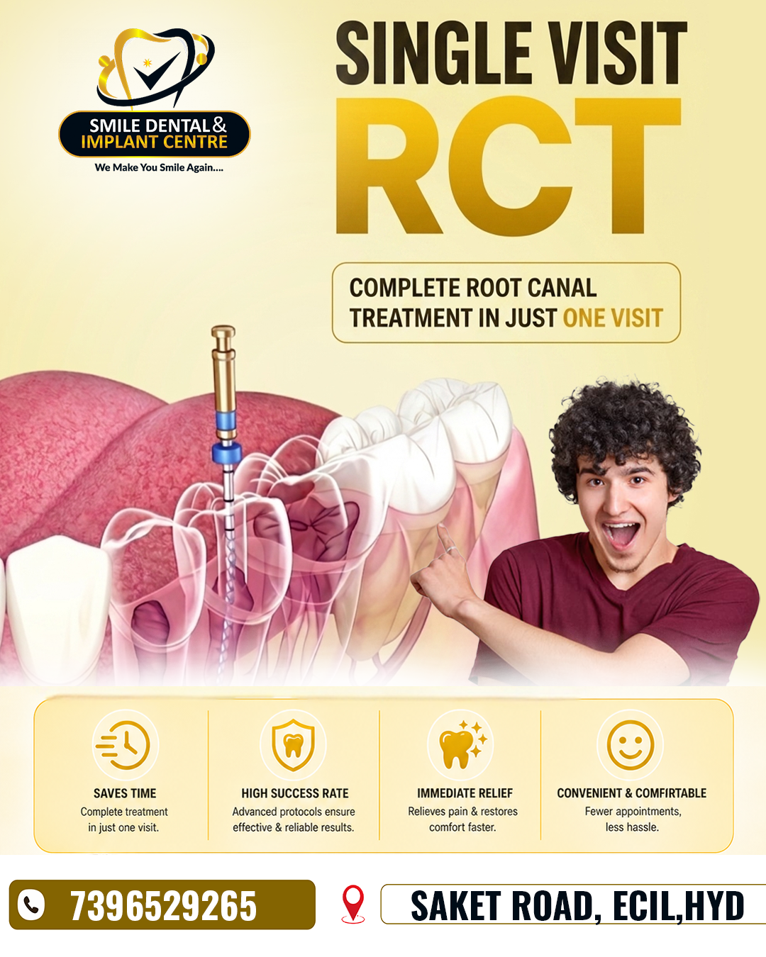 Single Visit Root Canal Treatment Near Me in ECIL & AS Rao Nagar, Hyderabad