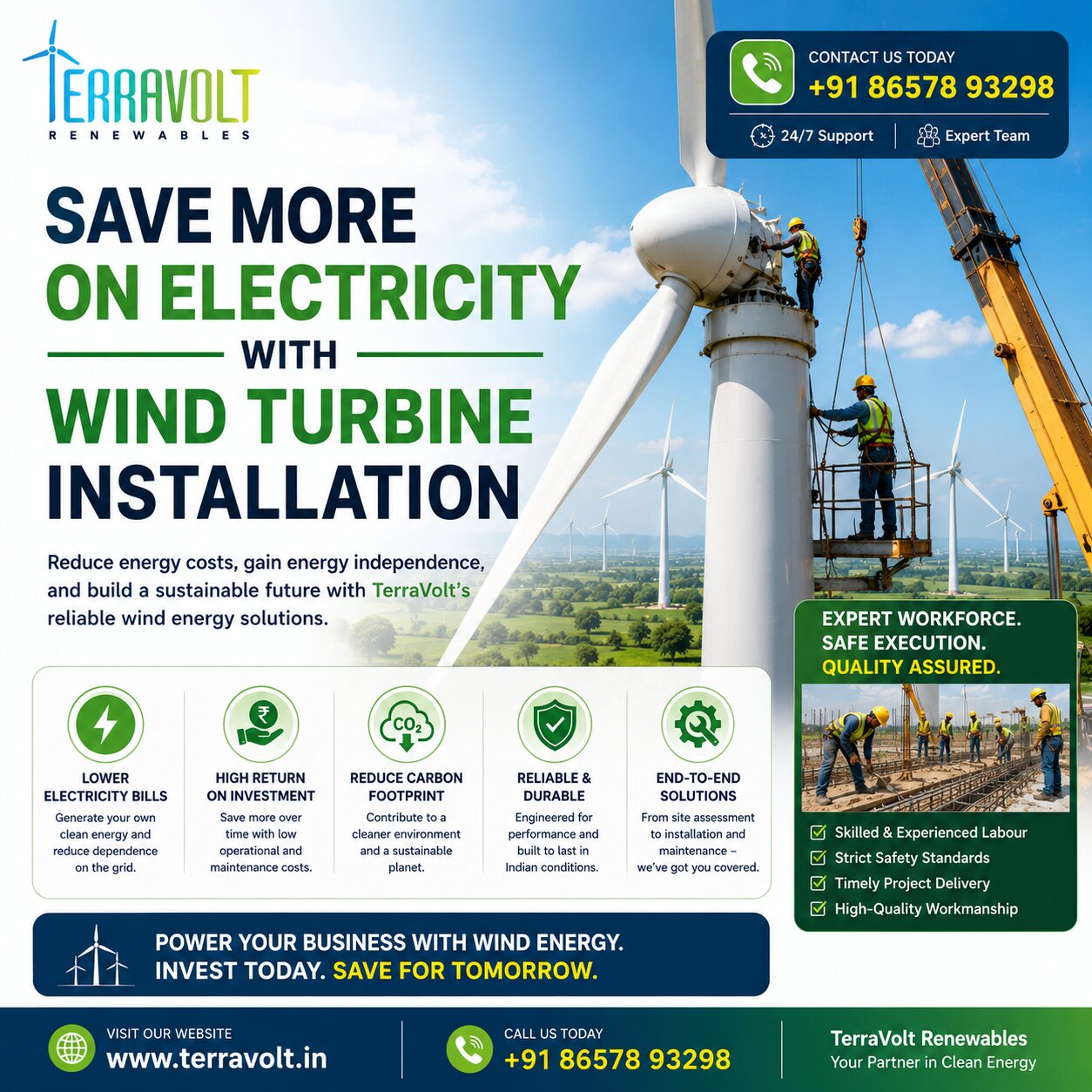 Save More on Electricity with Wind Turbine Installation