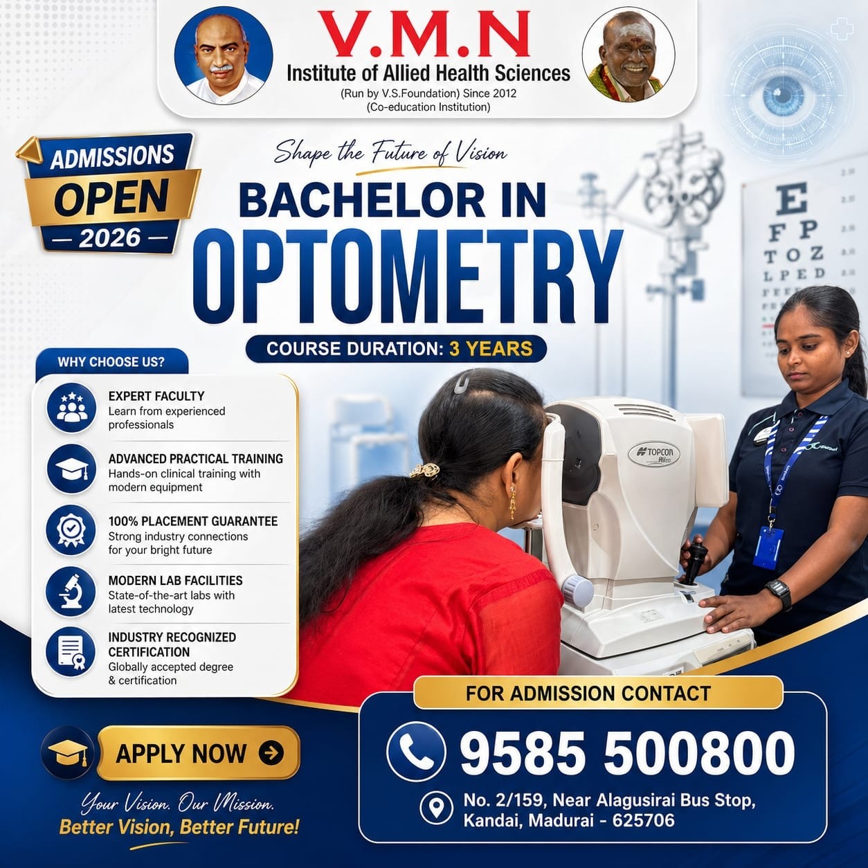 Launch Your Eye Care Career with the best Optometry Course in Tamil Nadu | V.M.N Institute of Allied Health Sciences
