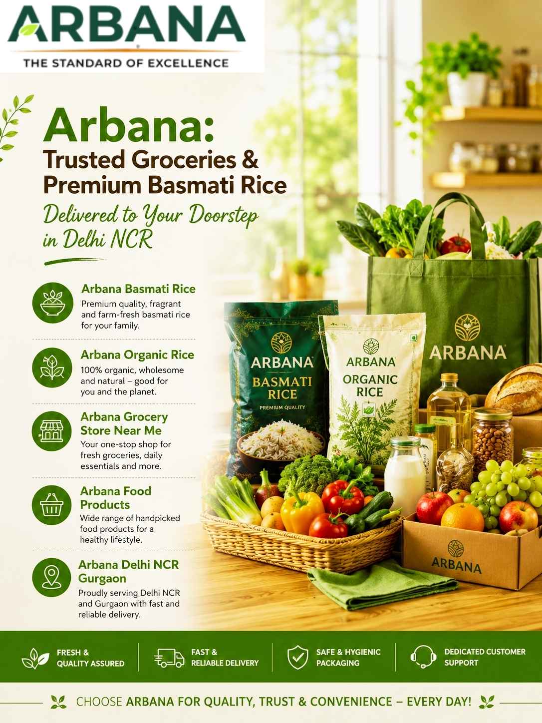 Arbana – Premium Basmati Rice, Fresh Groceries & Daily Essentials in Delhi NCR
