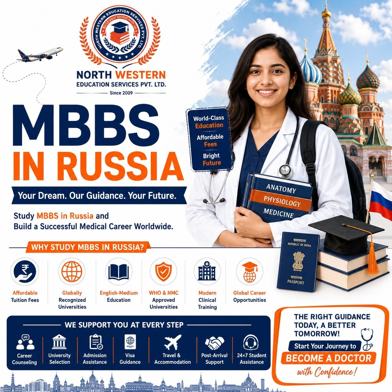 ✈️🩺 Pack Your Dreams, Russia Has the White Coat Ready!