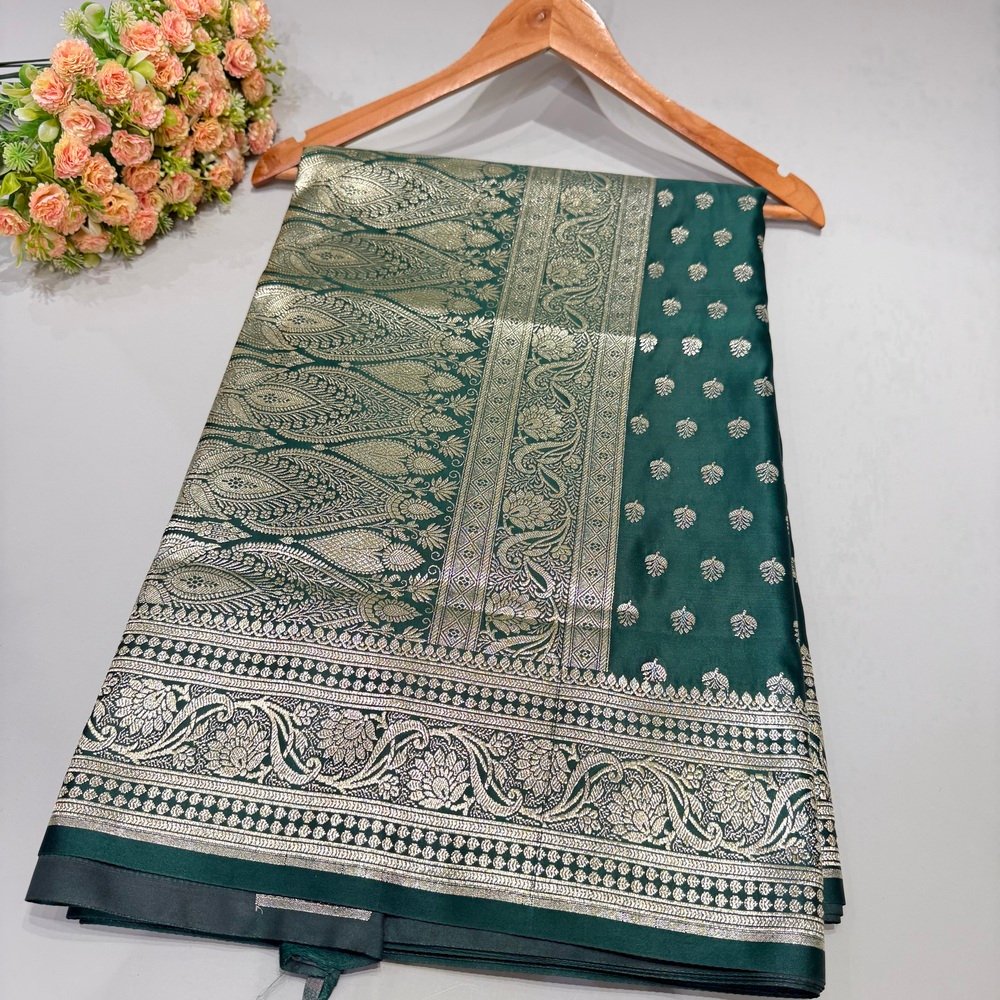 Karwa Chauth Bottle Green Silk Saree