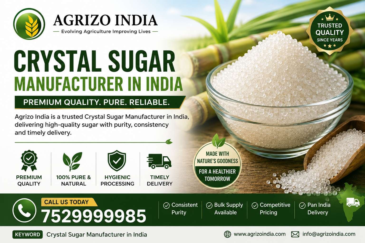 Certified Crystal Sugar Manufacturer in India for Quality Sugar Supply