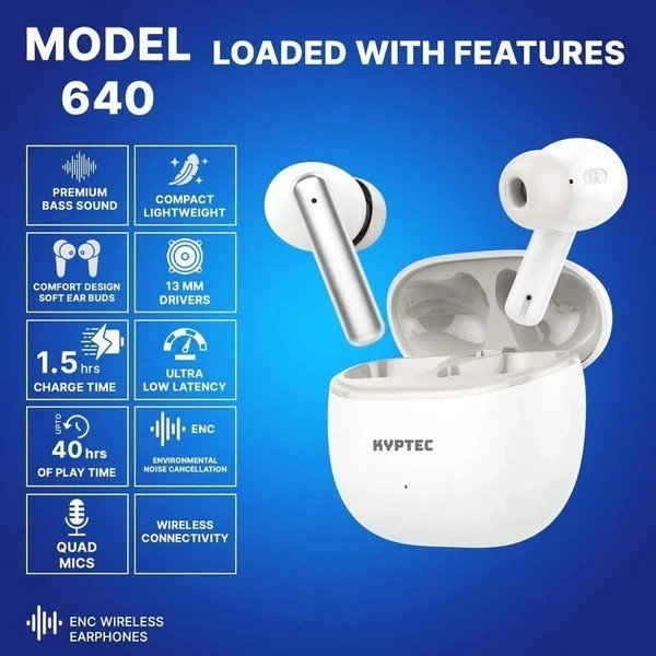 Kyptec LifeStyle® 640 ENC Earbuds for Everyday Calls, Big Bass & Portable Wireless Audio